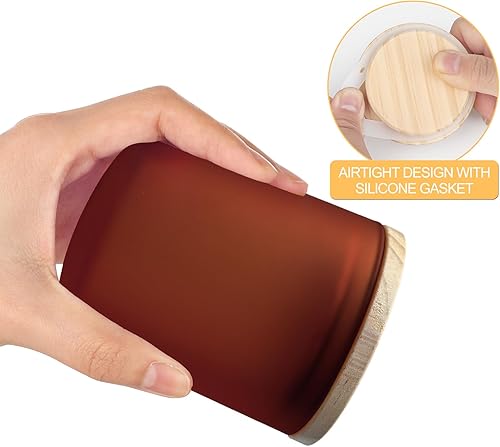 Miniatura 2 de Tarros gruesos para hacer velas, 16 unidades, tarros vacíos de 7 onzas con tapas de madera para hacer velas, contenedor de muestra, marrón esmerilado