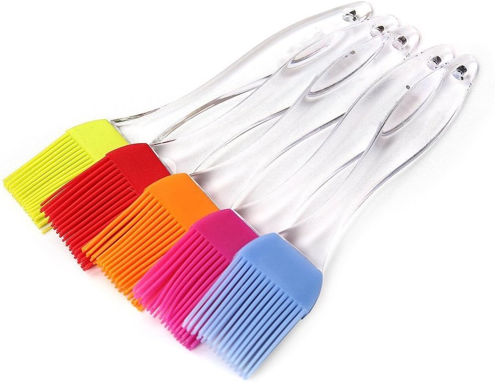 Silicone Basting Pastry & BBQ Brush Set - Uniwit 5 PCS Silicone BBQ Pastry Oil Brush Turkey Baster,Barbecue Utensil use for Grilling and Marinating (8.27" 1.57"(LW))