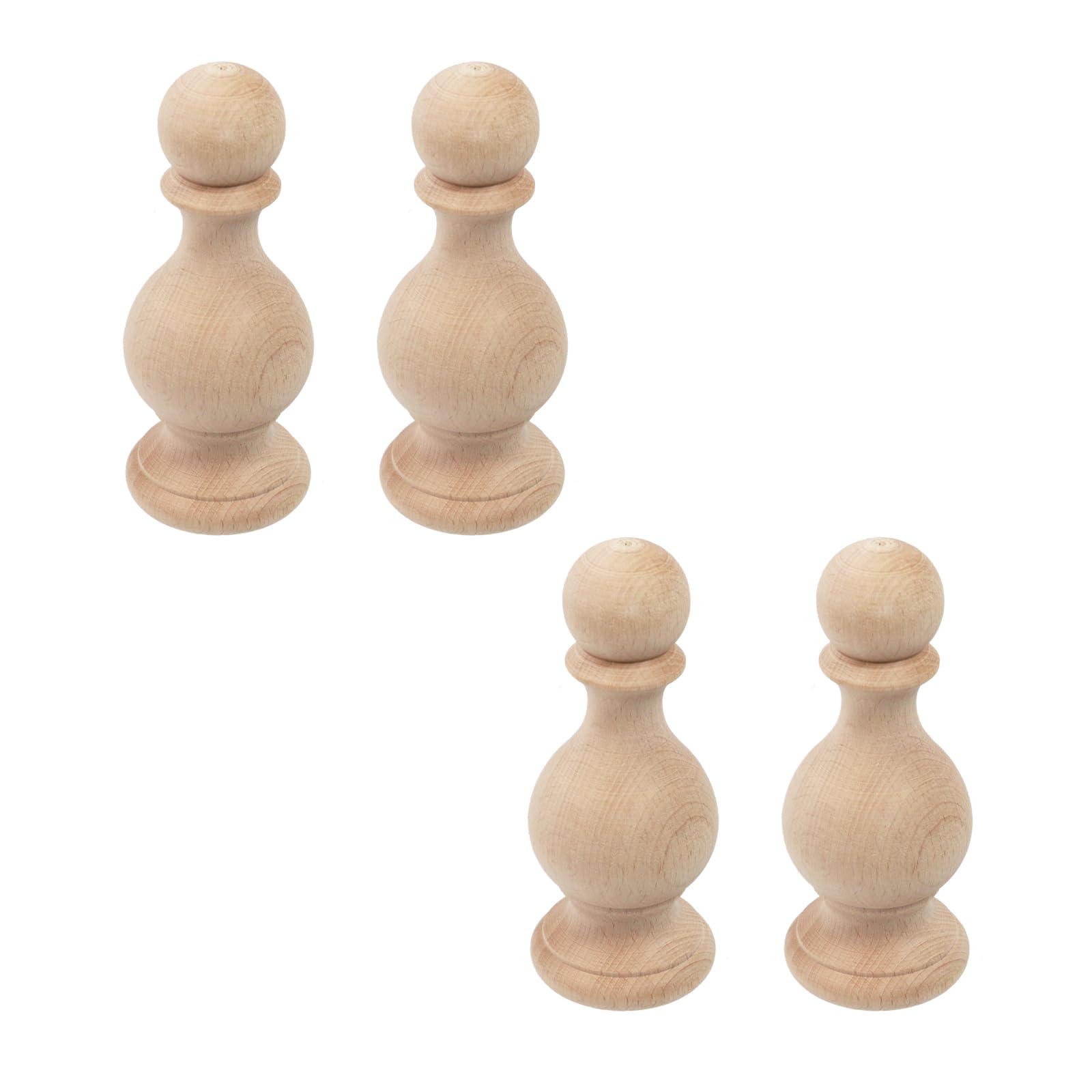 MY MIRONEY 4PCS Unfinished Wood Finials Decorative – Solid Wood Bed Post Finials and Curtain Rod Finials for DIY Furniture, Staircases, Crafts -