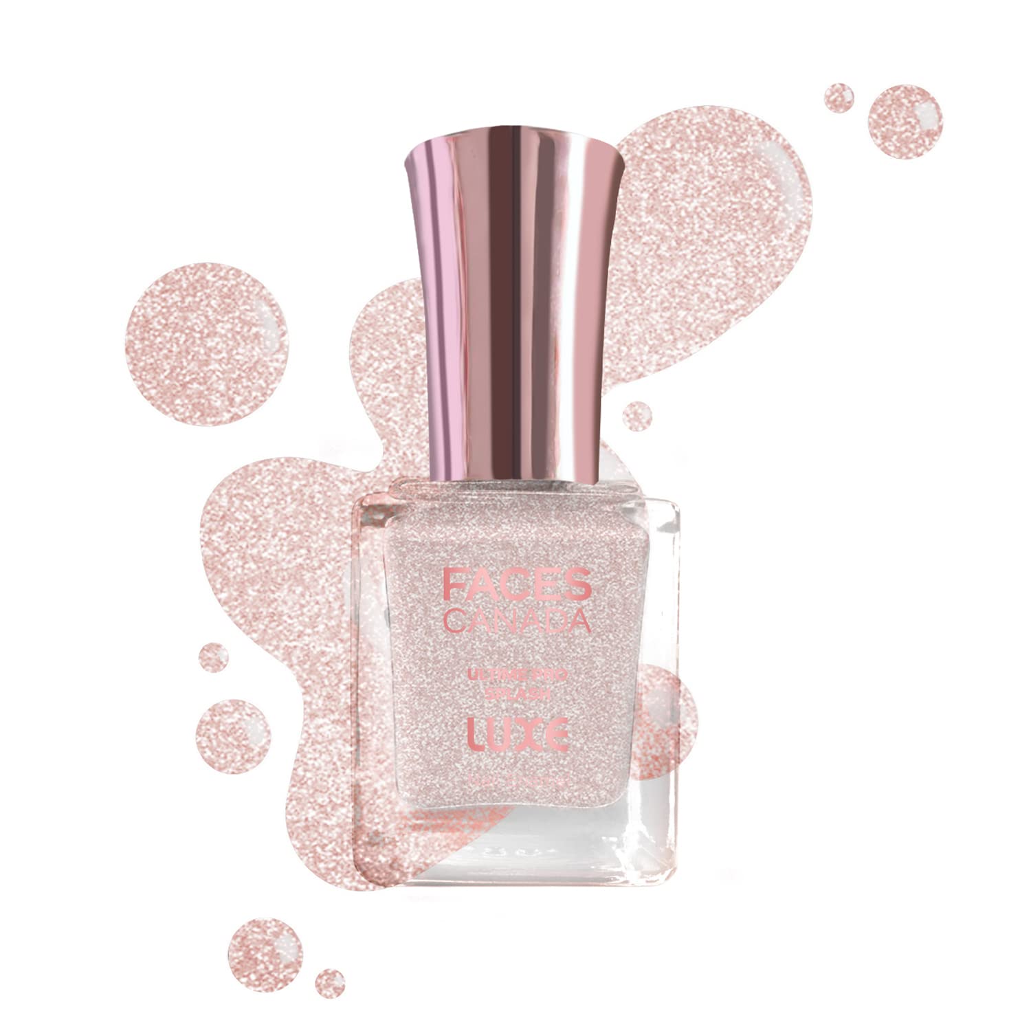 FACESCANADA Ultime Pro Splash Luxe Nail Enamel - Rose Gold (L19), 12ml | Glossy Finish | Quick Drying | Long Lasting | High Shine | Chip Defiant | Even-Finish | Vegan | Non-Toxic | Ethanol-Free