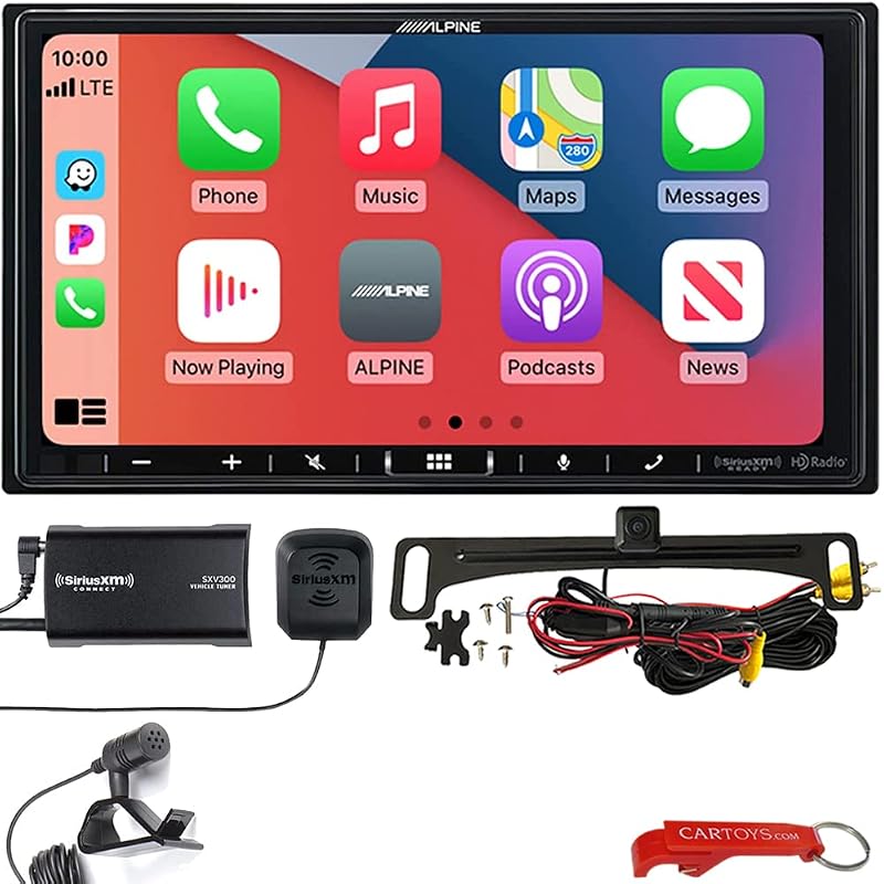 iLX-407 Car Stereo Bundle with ACAM4 Backup Camera & SiriusXM Tuner. Apple CarPlay and Android Auto 2-DIN Shallow Mount Head Unit w/ 7 Inch Capacitive Touchscreen, Bluetooth, No CD Player