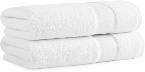 Aston & Arden Aegean - Toallas de baño turcas sólidas, juego de 2 unidades, suaves y absorbentes, mezcla de algodón reciclado, ecológicas, de 600