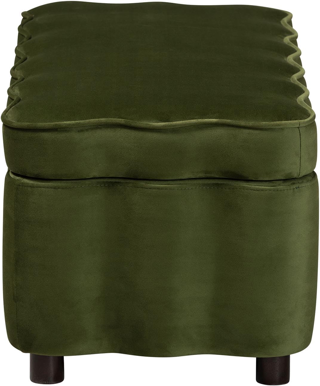 Baxton Studio Paulina Velvet Storage Bench - Lift Top Accent Bench with Interior Storage and Scalloped Outline for Bedroom or Living Room, Moss Green