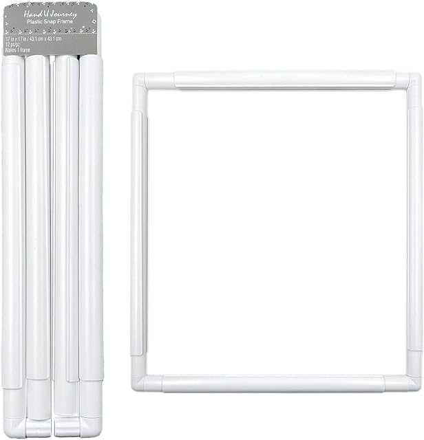 Hand U Journey Universal Clip Frame Square Rectangle Plastic Clip Frame for Embroidery, Quilting, Cross-Stitch, Punch Needle, Silk-Painting-17''x17''(43.1x43.1 cm)