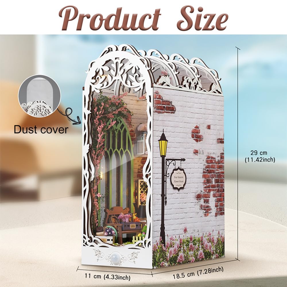 Lycidae Book Nook Kit, Gardenhouse DIY Dollhouse Booknook, Miniature Doll House, with LED Lights - Image 2