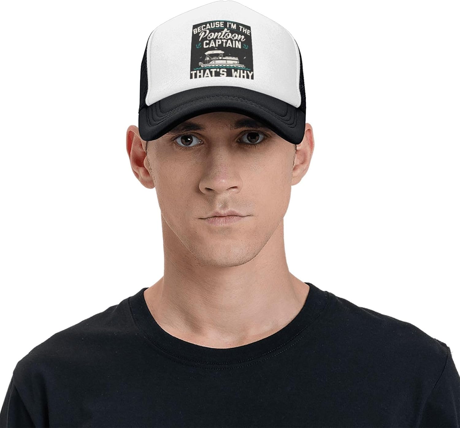 Because I'm The Pon-toon Cap-Tain Boa-ting Pon-toon Trucker Hat Women Mesh Baseball Cap Cowboy Hat Men Dad Hat