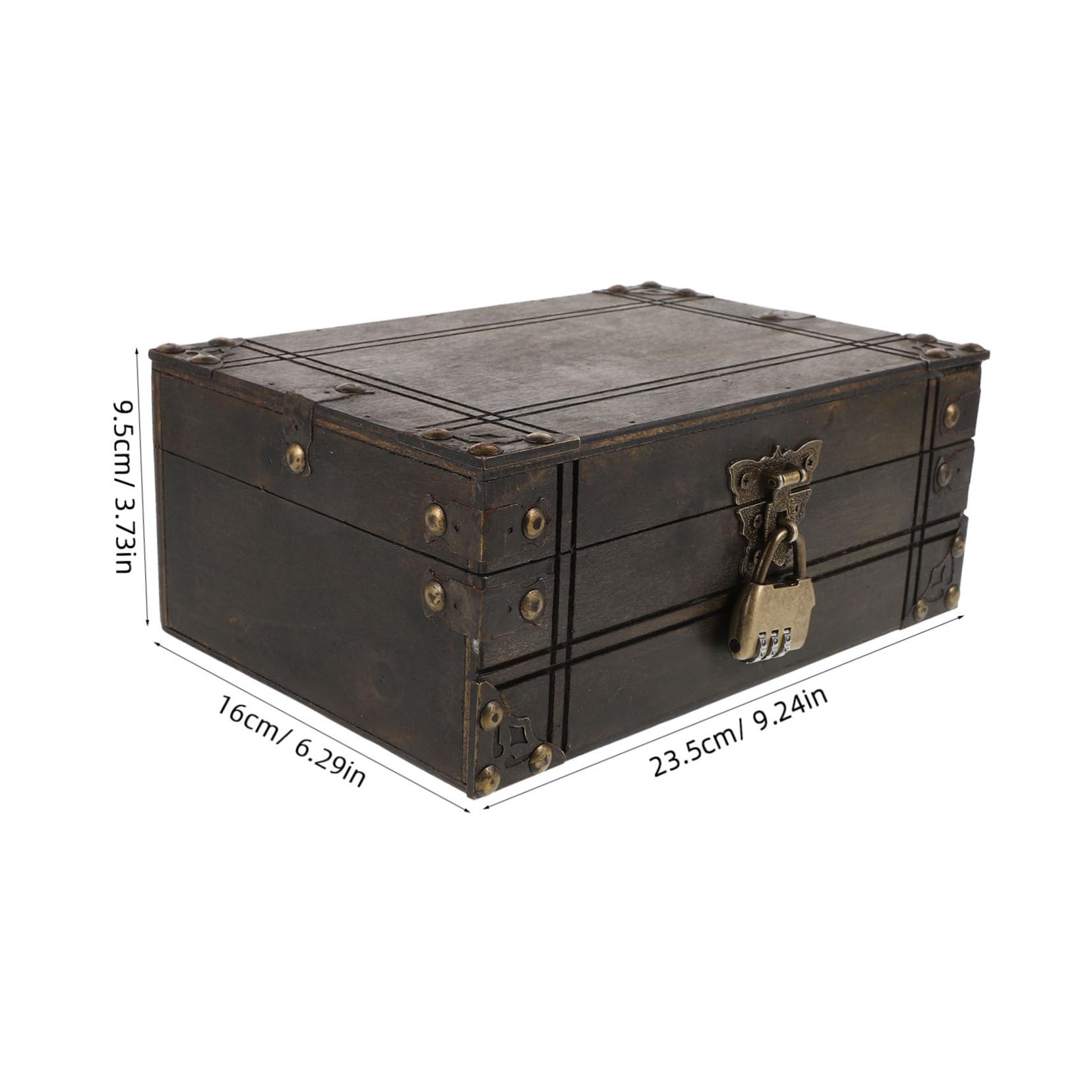 WOFASHPURET Wooden Jewelry Box with Lock Retro Decorative Treasure Chest for Organized Storage of Trinkets Toys and Accessories Elegant Design for Home Dark Brown