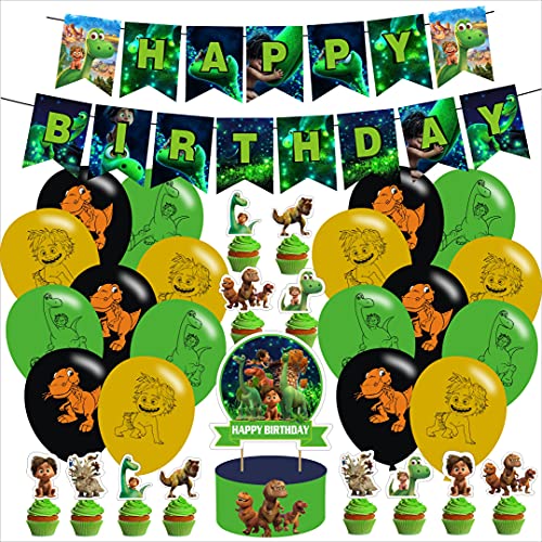 The Good Dinosaur Party Supplies, The Good Dinosaur Birthday Party Decorations, Birthday Party Supplies For The Good Dinosaur Includes Happy Birthday Banner - Cake Topper - Cupcake Toppers - Balloons