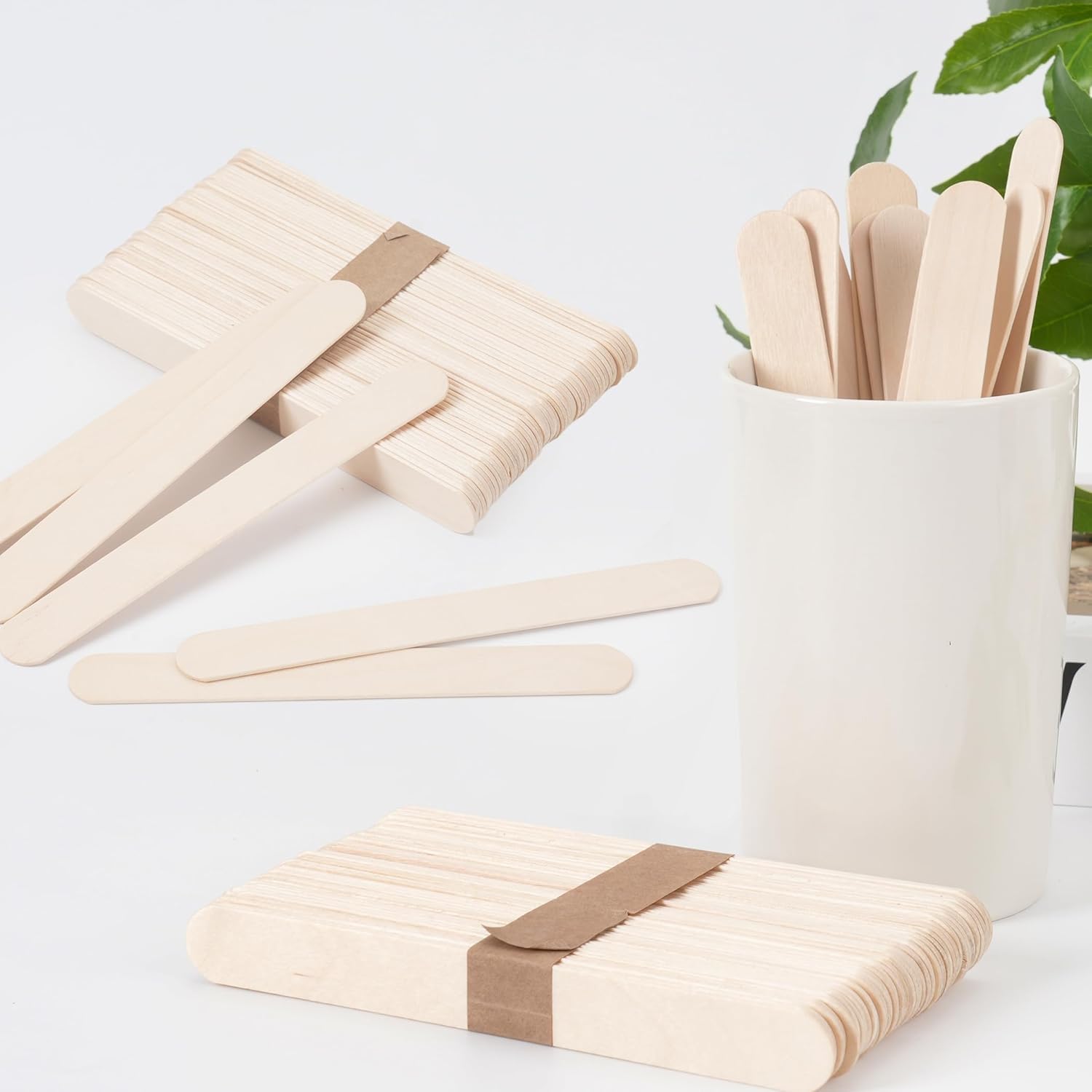 Wooden Wax Spatula - Tongue Depressor - Disposable Bamboo Sticks - 100pcs - 11x1cm