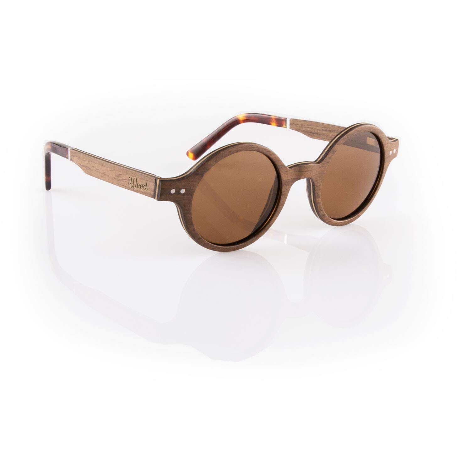 iWood Sonnenbrille aus Holz/Echtholz/Echtholzbrille/Holzbrille - Modell 11 Walnuss - für Damen und Herren - UV400 mit Polarisationsfilter (polarisiert) - Brillenmanufaktur aus Deutschland