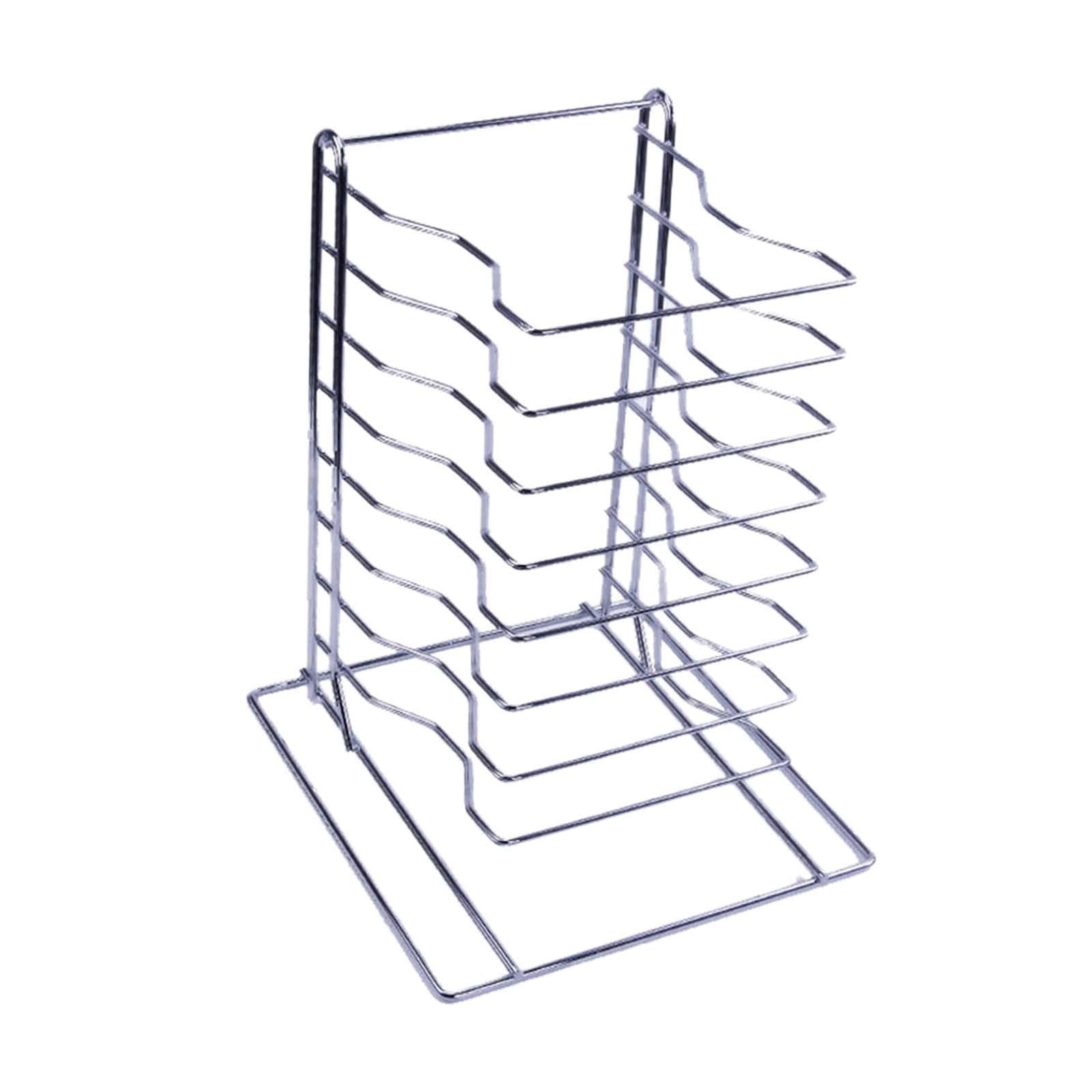Qianly Support à Pizza en Acier Inoxydable, Gain de Place, Support de Rangement, Plateau de Table réutilisable, présentoir pour Restauration, Pique-Nique, Huit Couches