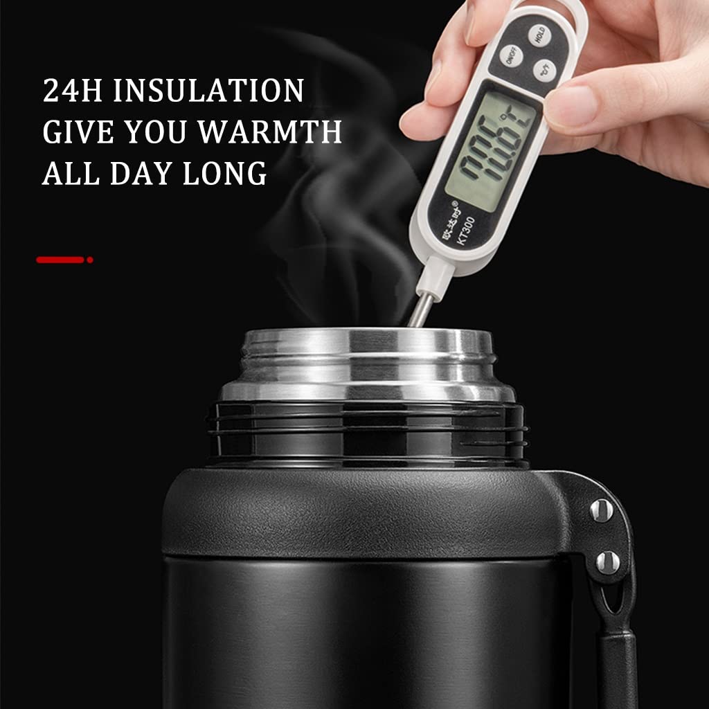 Isoliertopf Thermoskanne aus Edelstahl mit großem Fassungsvermögen, doppelwandige vakuumisolierte Wasserflasche für unterwegs, tragbarer Reisetopf für Outdoor-Fitness, Campingkaffe