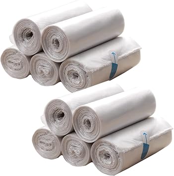 Mini Trash Bags for Mini Trash Can, Small Garbage Bags, 200 Count / 10 Rolls, White