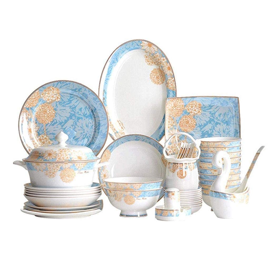 Dinnerware Set,60 Pcs Dinner Sets for 10 Person Handmade Bone China Dinnerware Sets Chinese Palace Style Dining Set for Banquet,
