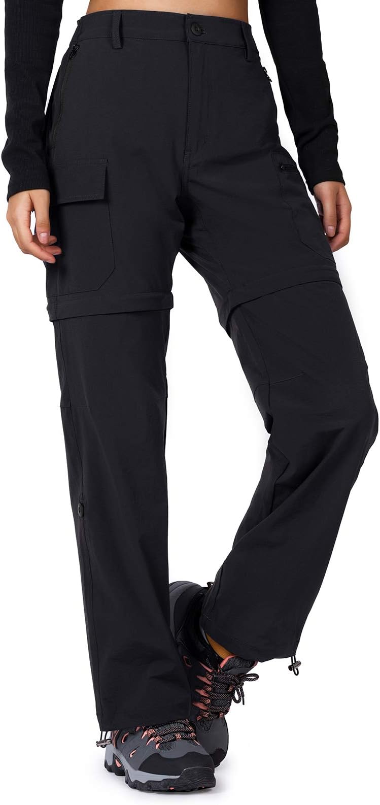 Women's-Hiking-Pants-Convertible Quick-Dry-Stretch-Lightweight Zip-Off Outdoor Pants with 5 Deep Pockets