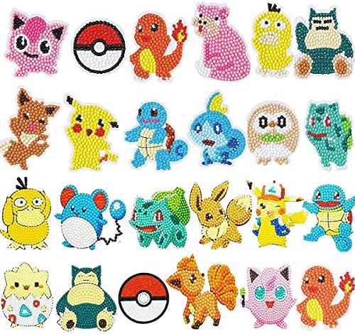 Yrmysrx 24 PCS 5D DIY Diamond Painting Stickers Kit for Kids Diamond Painting Mosaic Sticker Art Kits by Numbers for Children Beginners