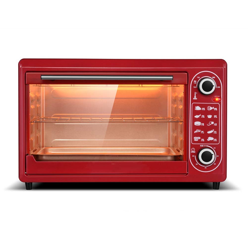 48L Oven Electric Cooker and Grill, home baking small oven Timer Double  Glass Door Top and Bottom Convection Countertop Toaster Oven Every Family