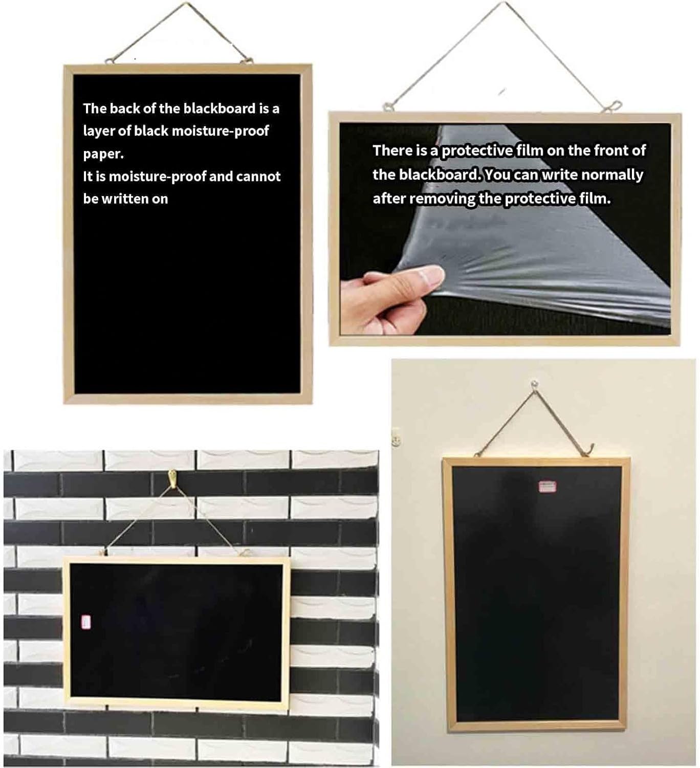 Tablica kredowa magnetyczna ze ścieralnym markerem 60x45, Czarny, 60x90cm