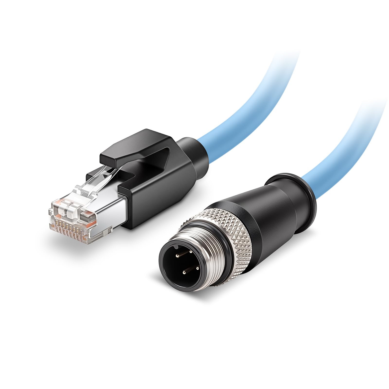 Câble industriel M12 4 broches mâle D code vers RJ45 High Flex Cat6 blindé étanche Ethernet haute vitesse de transfert de données POE PROFINET/EtherNet