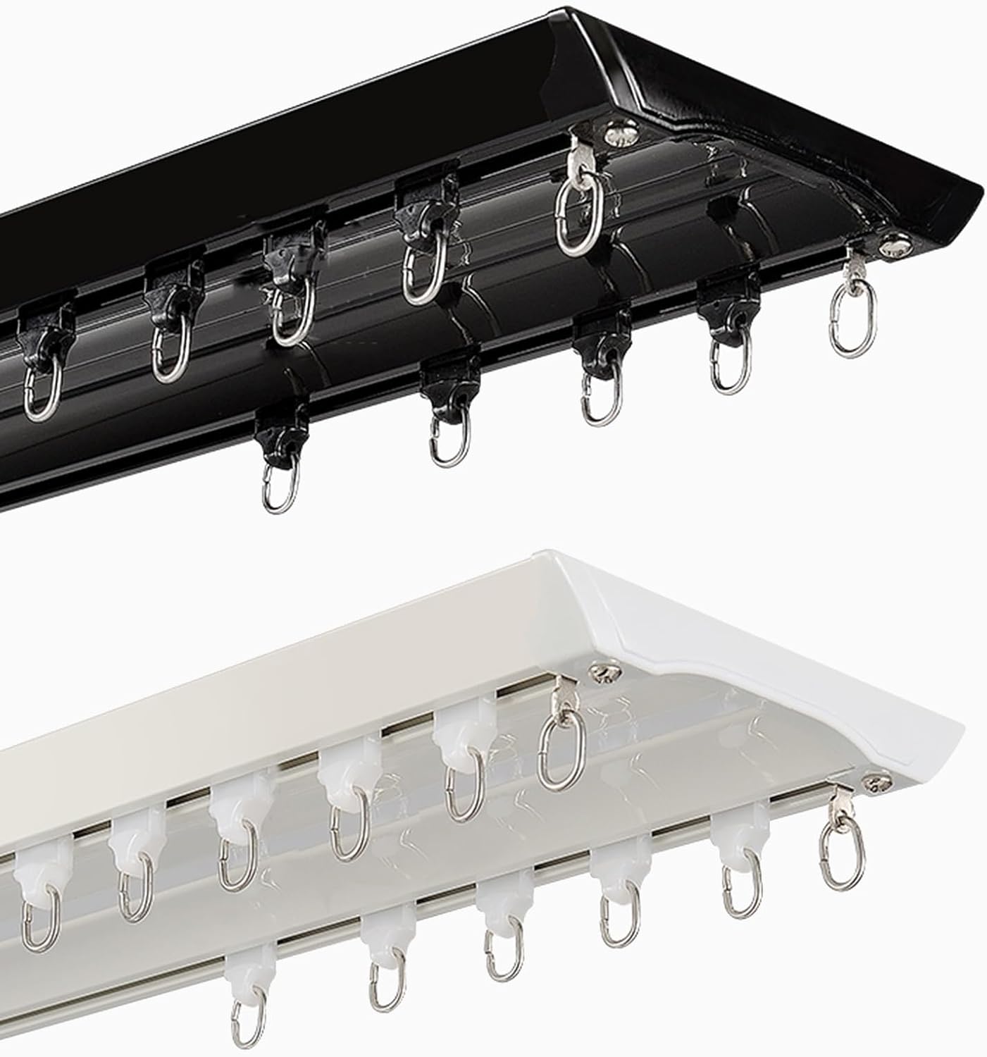 V-Shaped Ultra-Thin Heavy Duty Curtain Track Set, Adjustable 1m-6m Room Divider for Home & Office, Ideal for Bedroom & Window, White (120cm/3.9ft)