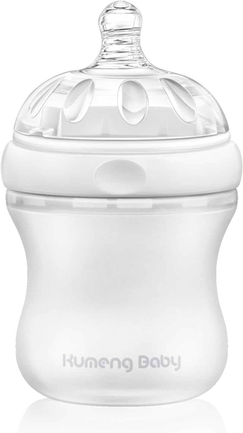 Kumeng Baby Medical Grade Silicone Infants' Milk Powder Feeding Bottles Extra Wide Caliber Baby Feeders 160ML Milk Flow Type L 6-12 Month Babies (White)