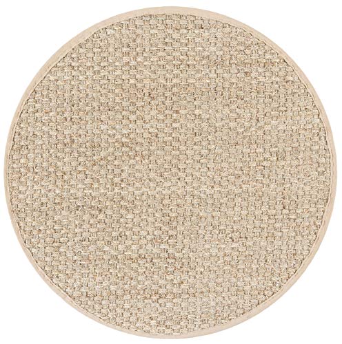 Safavieh Natural Fiber Collection NF114A Basketweave Natural and Beige Summer Seagrass Round Area