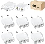 Travel Adapter, 4 Pack of US/CA to European Plug Adapter Travel Power Plug Universal Power Jack Wall Plug Converter (White-4pack)