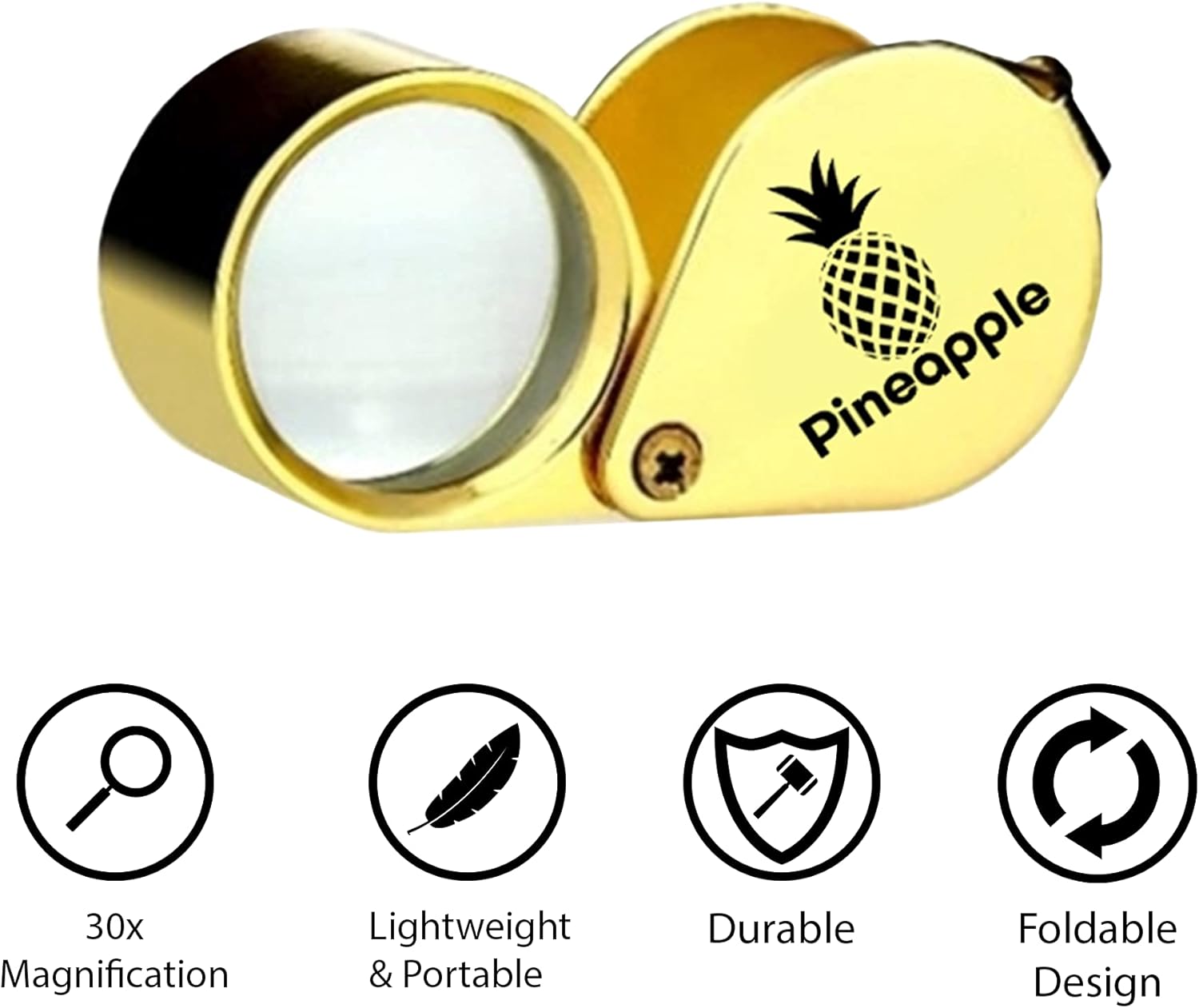 30X Jewelers Loupe Magnifier Foldable Pocket Magnifying Glass Jewelry Eye Loop for Jewelers, Gems, Diamonds, Plants, Coins (Gold) : Arts, Crafts & Sewing