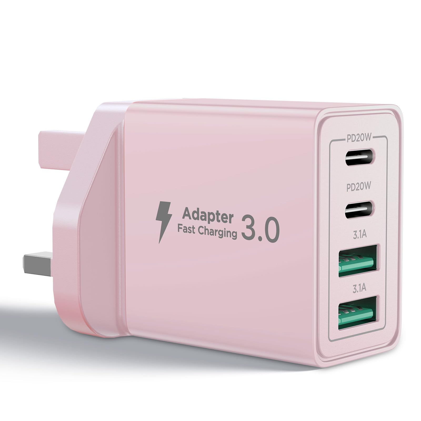 USB C Plug Fast Charge, 40W 4-Port Multi USB Charger Plug UK Dual Port PD Power Adapter +QC Wall plug Multiport Mains Type C Charging Plug for iPhone 17 16 15 14 13 12 11 Pro Max XS XR 8, Samsung, Pad — view 16