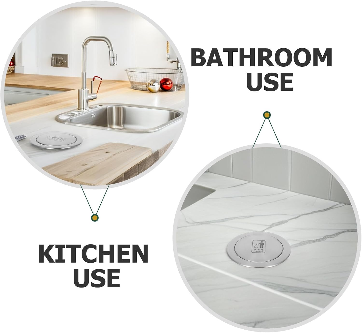Recessed Countertop Trash Can Lid Stainless Steel Swing Cover