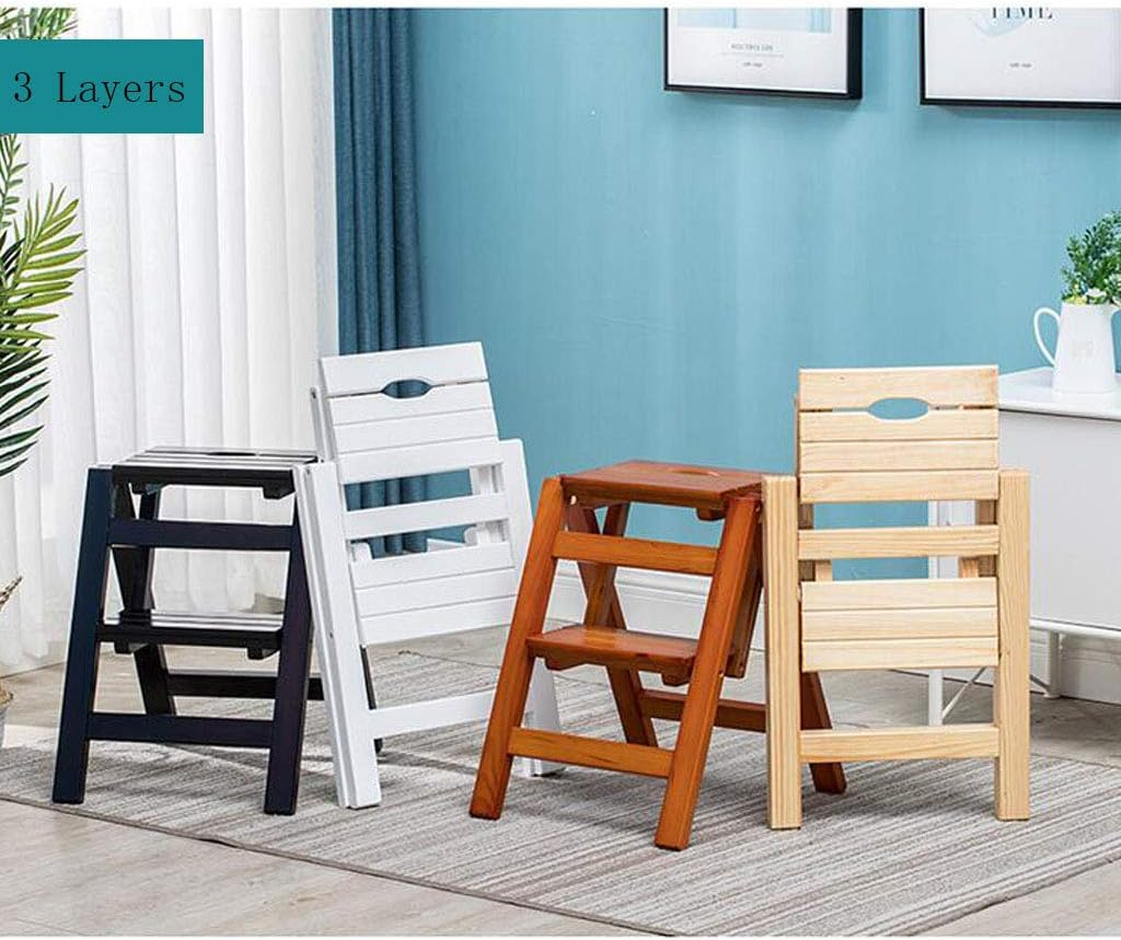 Kitchen Step Stools Step Stools Folding Step Stool for Adult, 2 Stepladders for 386lbs, Wooden Black Step Stools for Home/Office, Wide Pedal