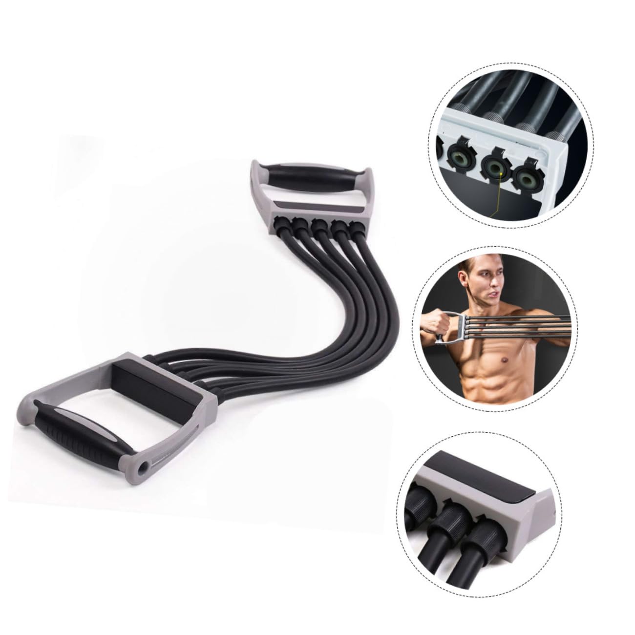 Toyvian Expansor de Brazo Ajustable 150Lb Cuerda Elástica de Látex y Plástico PP para Entrenamiento de Pecho, Brazos y Parte Superior en Gimnasio y Hogar