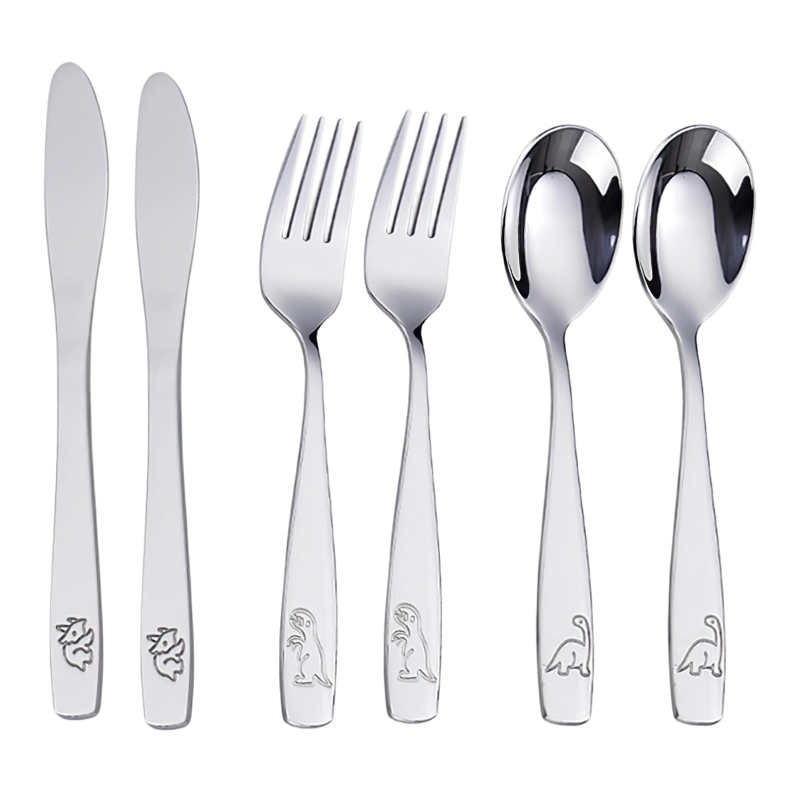 6Pcs Dinosaur Cutlery and Fork Set, Cutlery Set Stainless Steel and Fork, Repetitive Dishwasher Safe (6 x Forksa Table Spoons Sets)