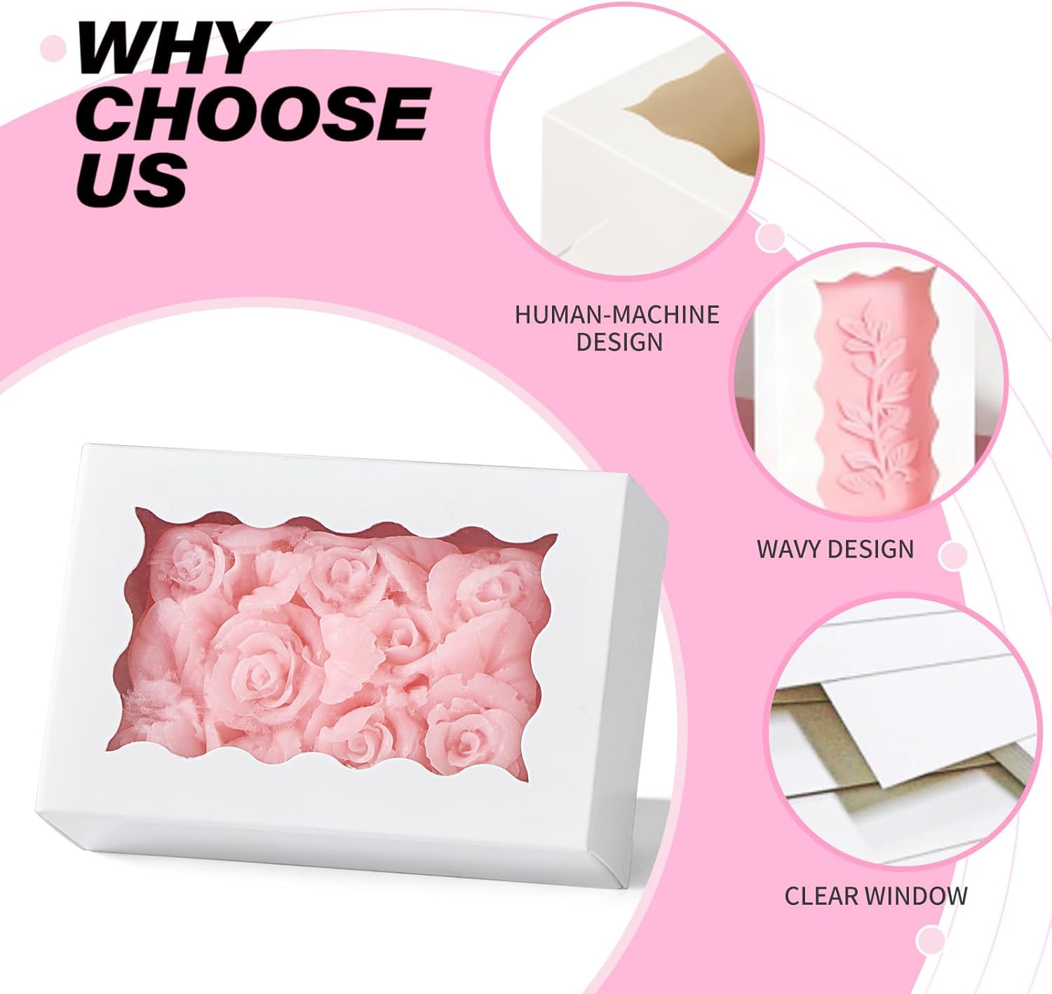 . inches Elegant White Soap Boxes with window, Homemade Soap Paaging