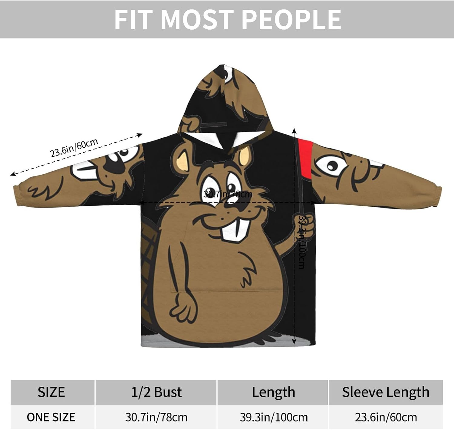 Beaverprint Oversized Hoodie Blanket, Super Soft Warm Comfortable Hoodie, Wearable Blanket Adult