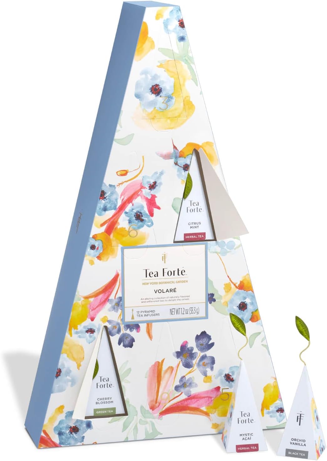 - Tea Advent Calendar Gift Set; 12 Individually Wrapped Handcrafted Assorted Pyramid Infuser Tea Bags, Gifts for Mom, Volare