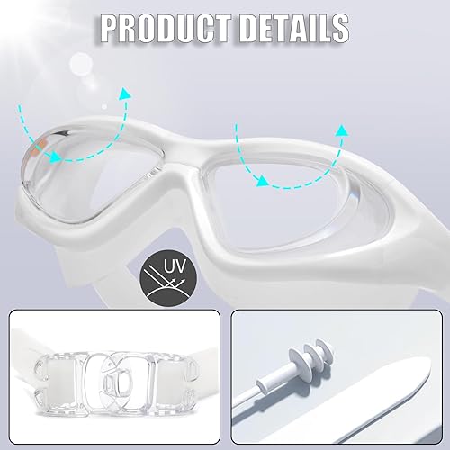 Miniatura 4 de ESAVIA Gafas de natación miopes -2.0D a -5.0D, gafas de natación antiempañamiento con tapones para los oídos, sin fugasprotección UV400