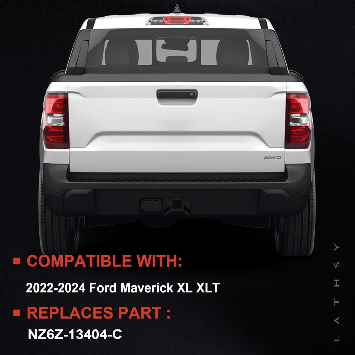 Tail Light Assembly Compatible With 2022-2024 Ford Maverick XL XLT Right Passenger Side Replace NZ6Z-13404-C Halogen