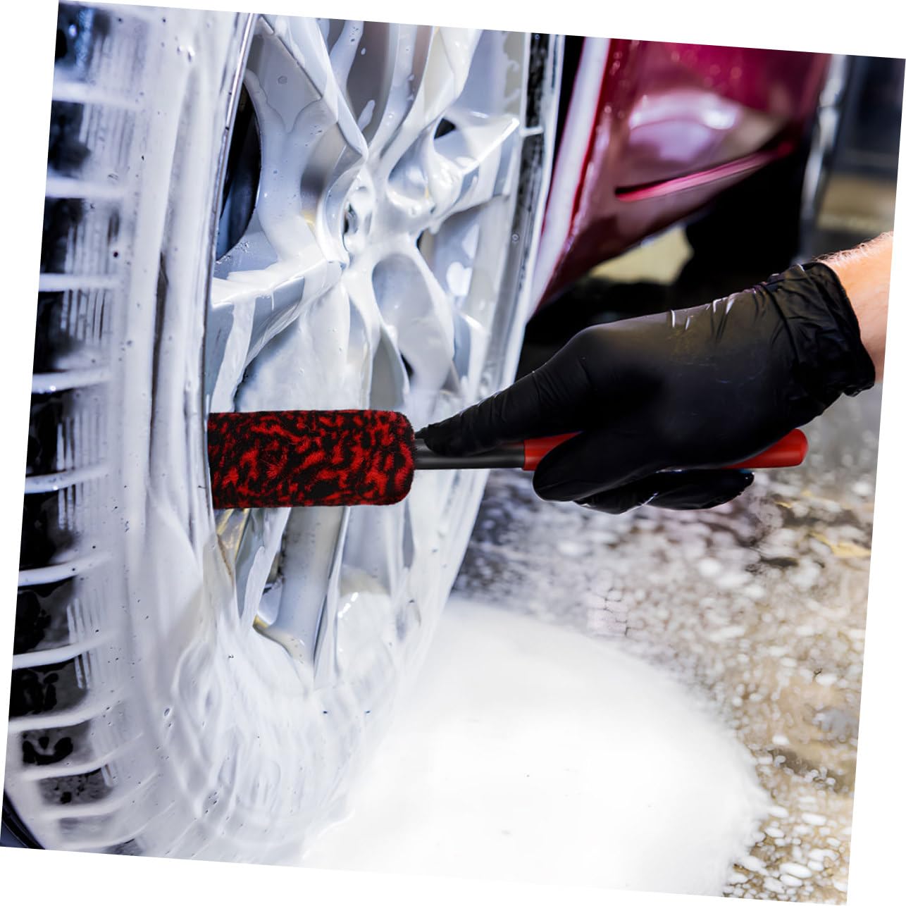 2 Pezzi Spazzole per Ruote Auto Spazzola per Cerchi e Pneumatici con Impugnatura Ergonomica Resistente e Flessibile per Pulizia Profonda e Dettaglio Auto Materiale Durevole