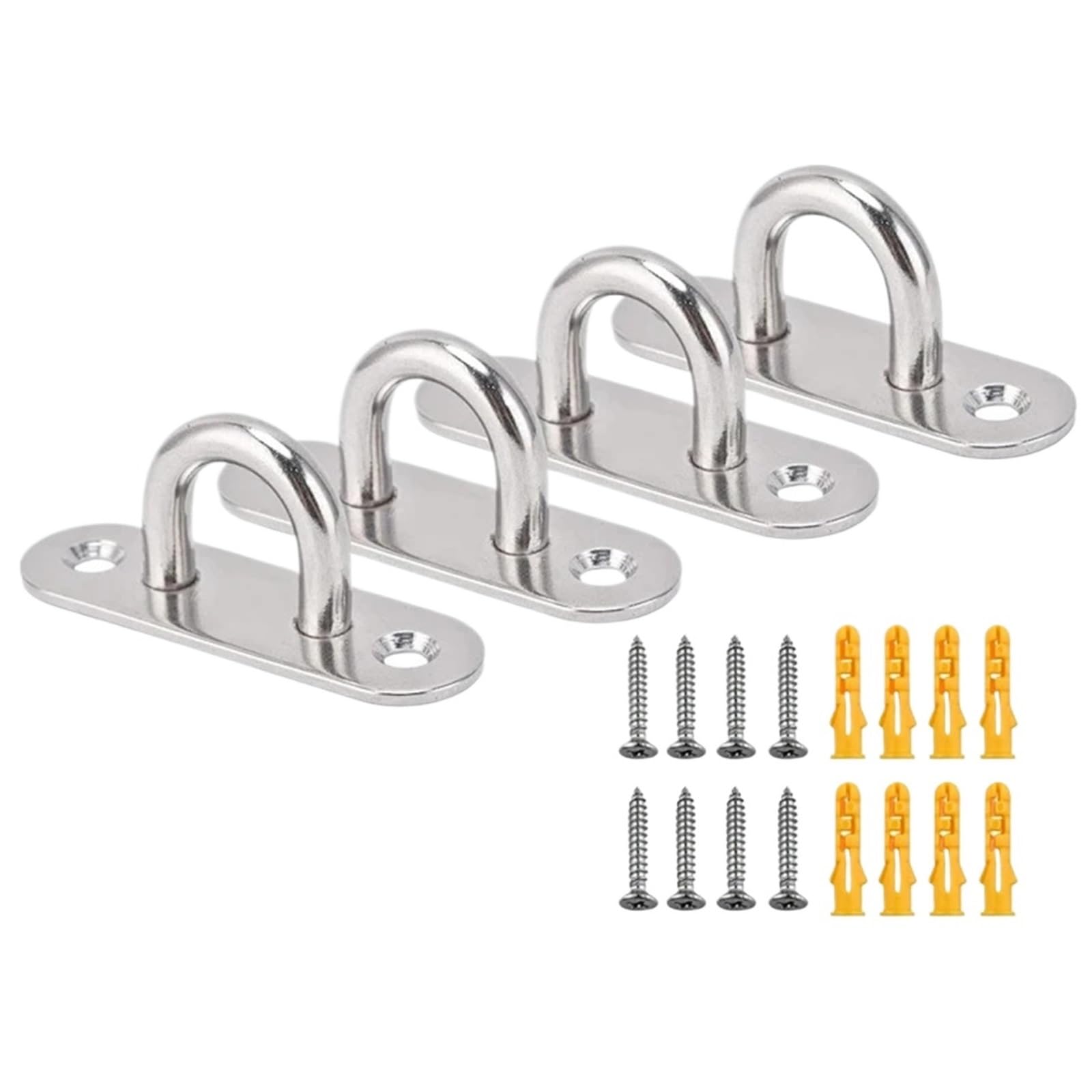 Ucygor M8 Eye Plate 8Pcs Stainless Steel Ceiling Pad Eye Plate U Hook Wall Mount Marine Hardware Staple Hooks Loop Metal Ring Eyes For Wall Ceiling Hanging(M8)