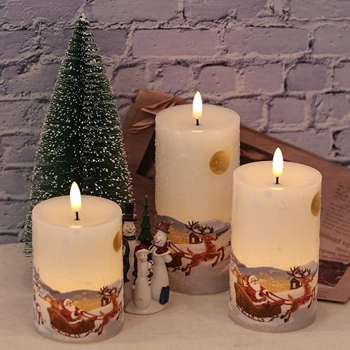 Miniatura 7 de Velas sin llama GenSwin de Navidad con muñeco de nieve, parpadeantes, funcionan con pilas, con temporizador Santa Claus 2,Muñeco de nieve 1,Santa