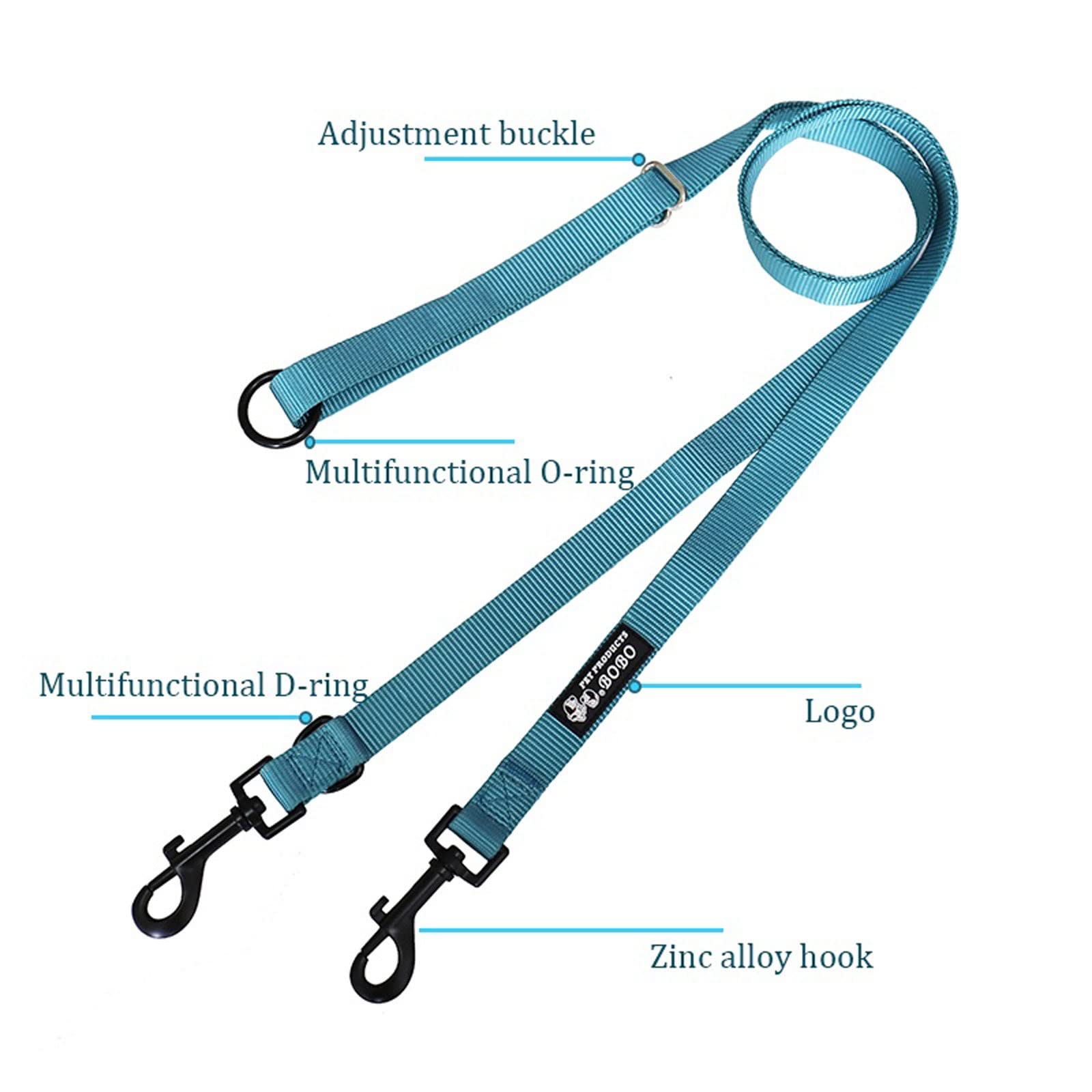 XIANGFAGS Correa Perro Correa de Perro de Doble Cabeza for Caminar 2 Dos Perros Longitud Ajustable Correa de Perro de Plomo Doble Multifuncional for Perros pequeños medianos Grandes