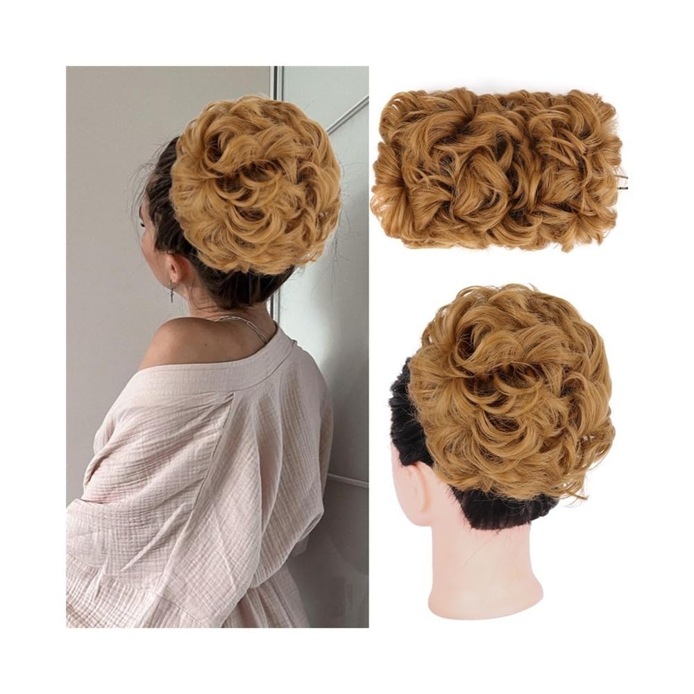 sztuczne włosy kok Messy Wavy Bun Hair Piece Syntetyczny Elastyczny Sznurek Ściągający Kucyk Spinka w Peruce Dla Czarnych Kobiet Akcesoria do włosów(16#)