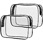 PACKISM Clear Makeup Bags - 2 Pack Quart Size Travel Bag TSA Approved Travel for Toiletries, Cosmetic Bags Carry on Clear Toiletry, Black Large