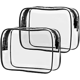PACKISM Clear Makeup Bags - 2 Pack Quart Size Travel Bag TSA Approved Travel for Toiletries, Cosmetic Bags Carry on Clear Toiletry, Black Large