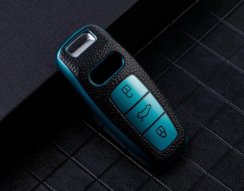 Miniatura 3 de SANRILY Funda para llavero de piel sintética con patrón para Audi A6L A6 A7 A8 Q7 Q8 E-Tron 2018-2022 A3 S3 S6 SQ7 RS6 S7 RS7 Protección completa