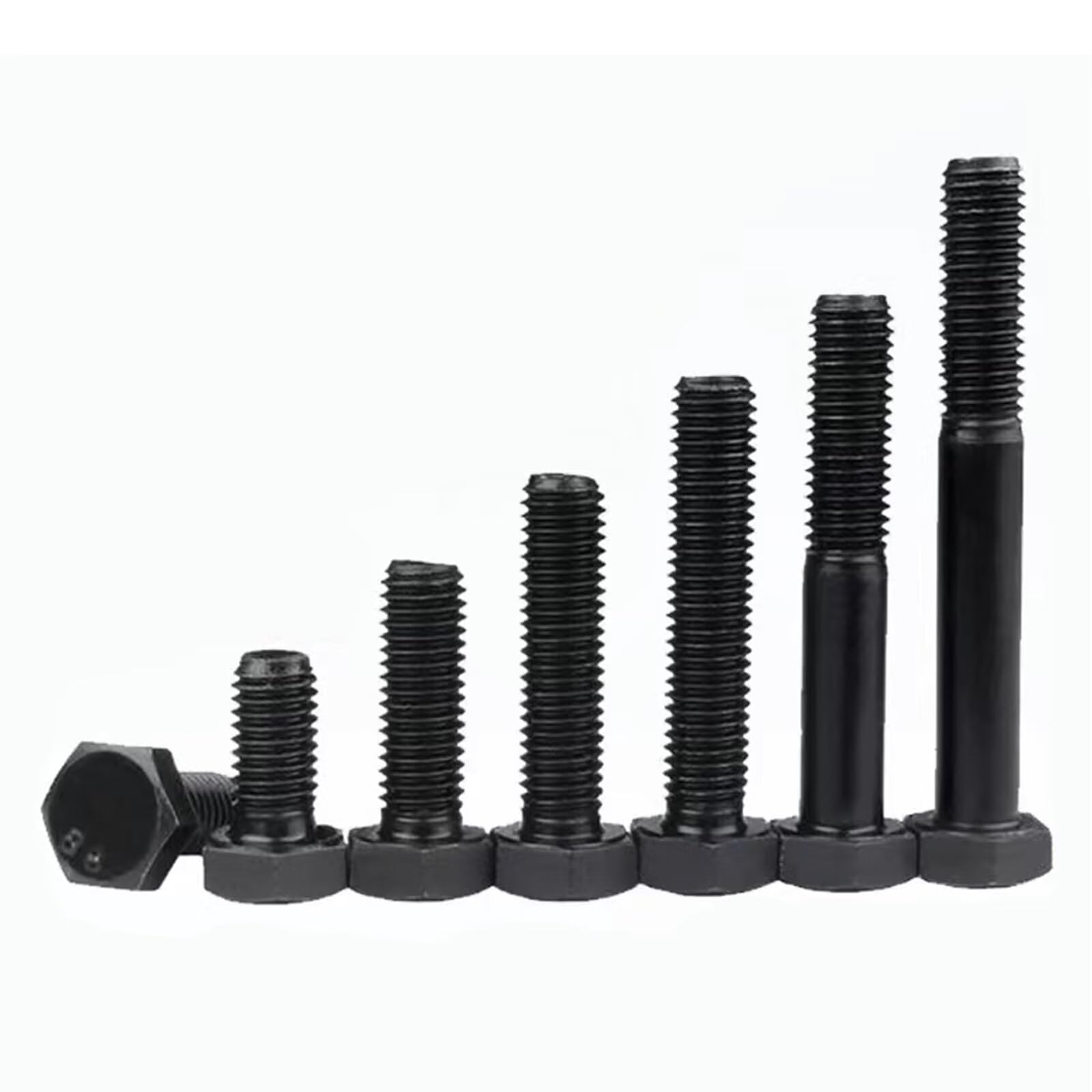 M12-1.75 x 45mm Hex Head Screw Bolt, Carbon Steel Grade 8.8, Black Oxide Finish,Metric Thread, Hexagon Head Bolts for Hardware Furniture Machinery,6