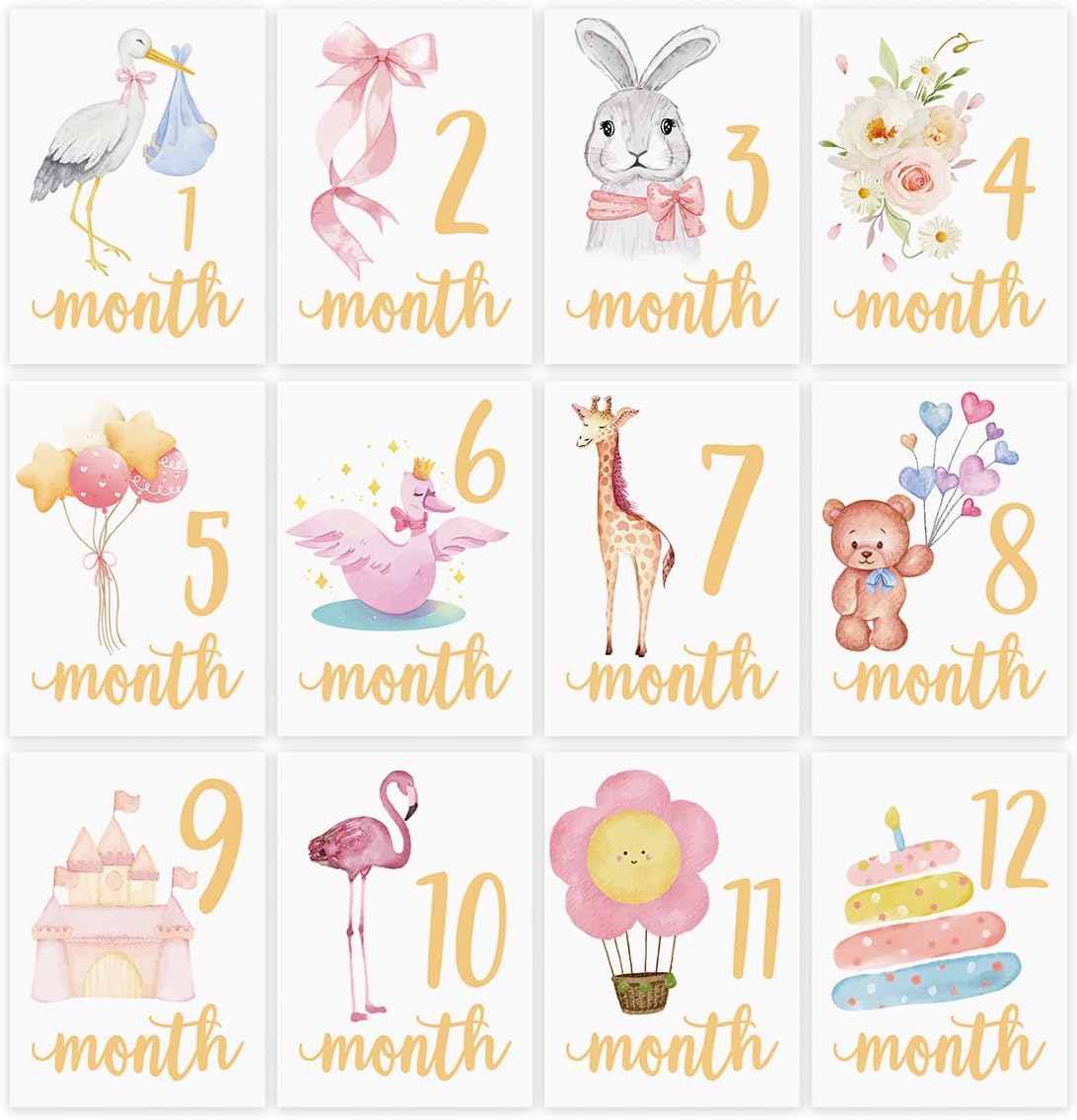 Baby Milestone Cards for Girls Boys Baby Monthly Milestone Cards Memories Baby First Year Newborn Photo Props