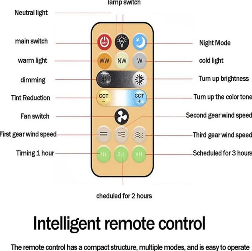 3000K-6000K Dimmable E26 E27 Modern Quiet Comfortable Ceiling Fan with Light and Remote Control Household Kitchen Bedroom Living Room Ceiling Fan Lights 9.8 inches