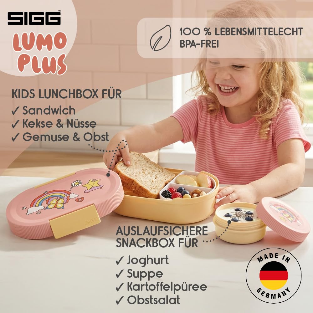 SIGG Lumo Rainbow Plus Boîte à déjeuner enfant 2 en 1 Sans BPA Rose 0,8 l
